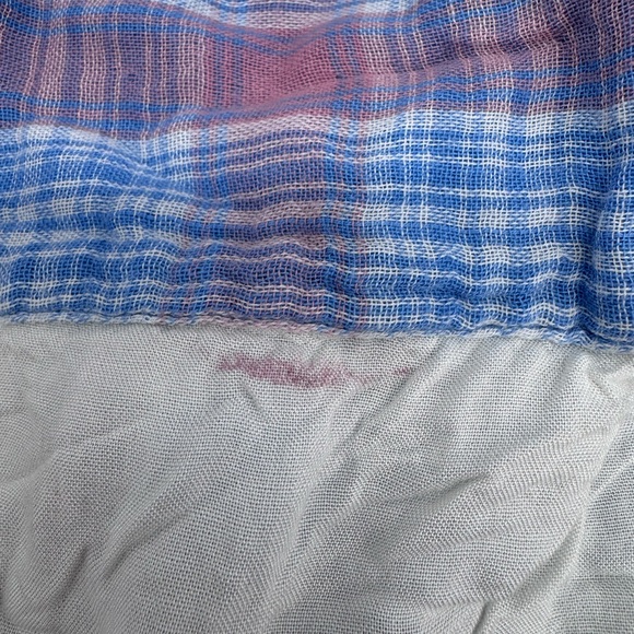 Kyla Seo for Anthropologie Blue/Pink Plaid, Embroidered, Roll Tab Sleeves, Med - Picture 9 of 12